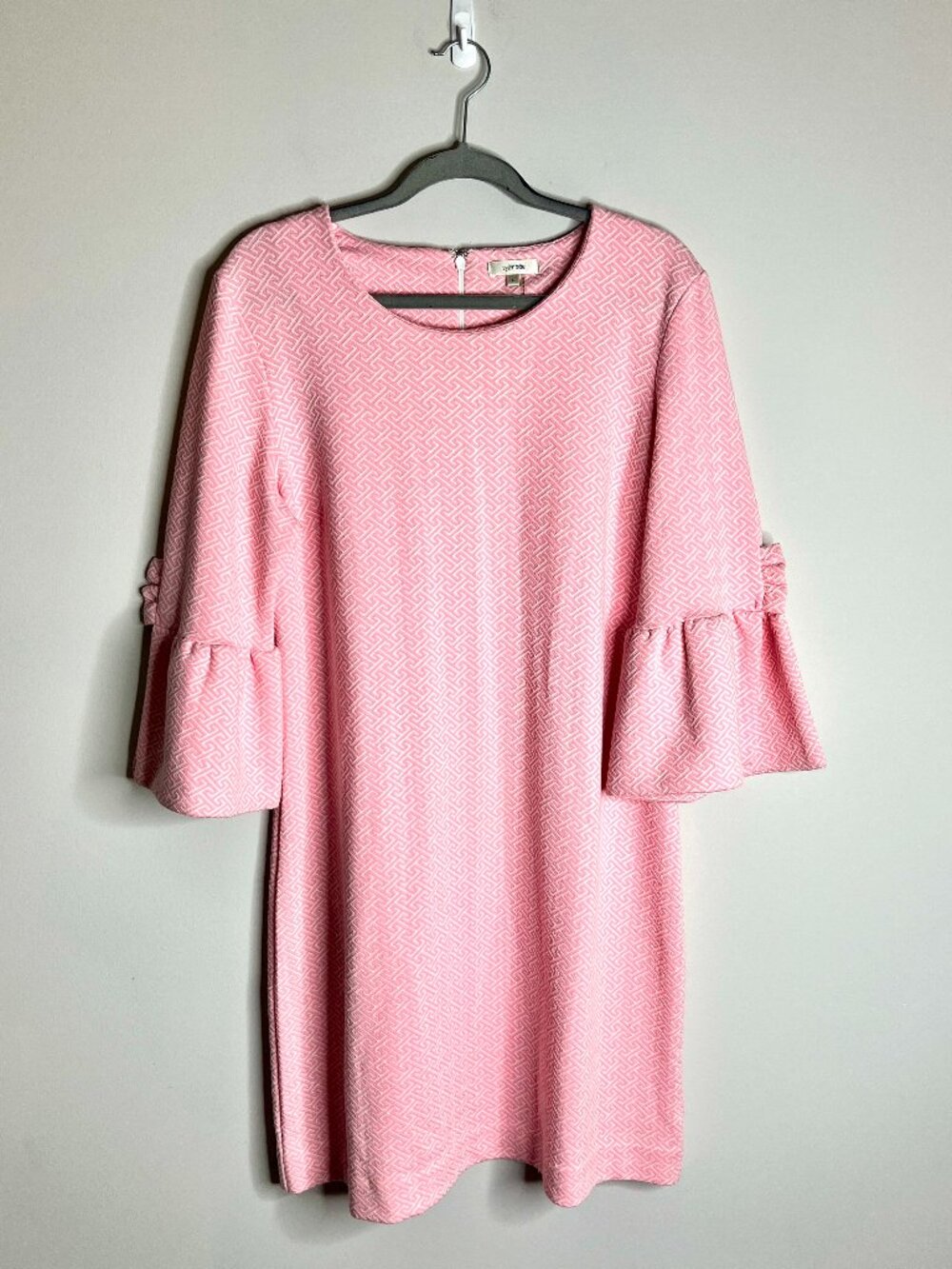 Tyler Boe Jenny Bell Sleeve Shift Dress Geometric Print Preppy Girly Sz Large - Picture 2 of 6